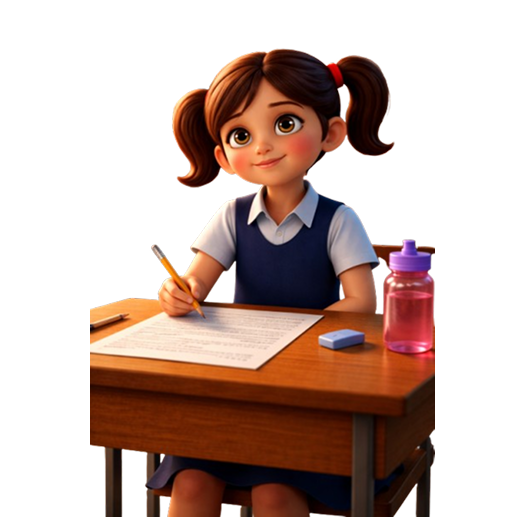 Girl writing at desk